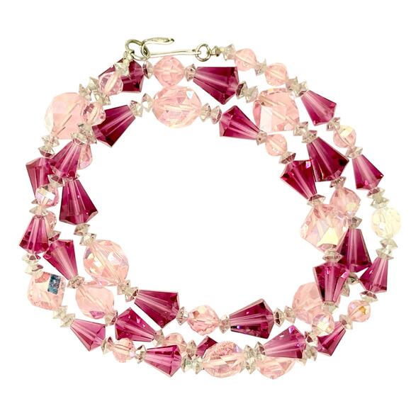 Vintage Vendome 1950a Pink Crystal Necklace | Signed Mid-Century Glam Jewelry - Picture 6 of 7